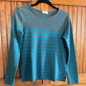 Women's Kettlewell Gray/Marine Blue Long Sleeved Striped Top, Size Small